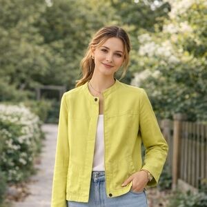 Jacob Chartreuse Lightweight Jacket Lined Minimalist Chic Size L